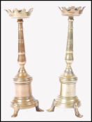 PAIR OF 17TH CENTURY SILVER WHITE METAL CASTLE TOP CANDLESTICKS