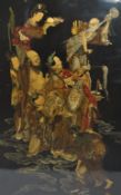 LARGE CHINESE EBONISED LACQUER WALL PANEL - EIGHT IMMORTALS