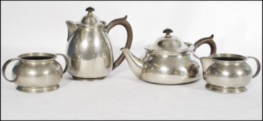 LIBERTY & CO LONDON ' TUDRIC ' PLANISHED PEWTER 4 PIECE TEA SERVICE