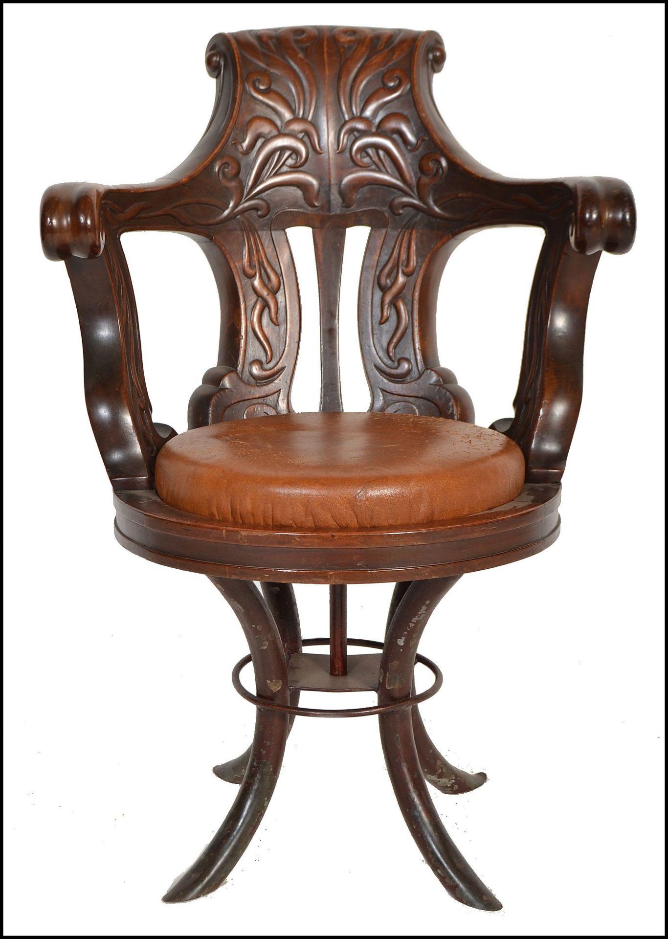 19TH CENTURY VICTORIAN MAHOGANY AND LEATHER CAPTAINS CHAIR