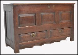 18TH CENTURY COUNTRY SOLID OAK PLANKED MULE CHEST COFFER