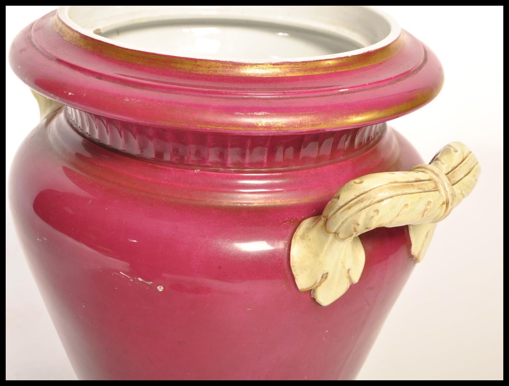 A large 19th century twin handled chemists apothecary jar by Samuel Alcock in red  ground with white - Image 5 of 7