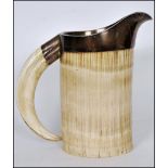 19TH CENTURY SILVER HALLMARKED LARGE IVORY TANKARD - JUG VESSEL