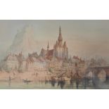 CHARLES ROUSSE ( 1879 - 1890 ) WATERCOLOUR PAINTING STUDY OF DINANT