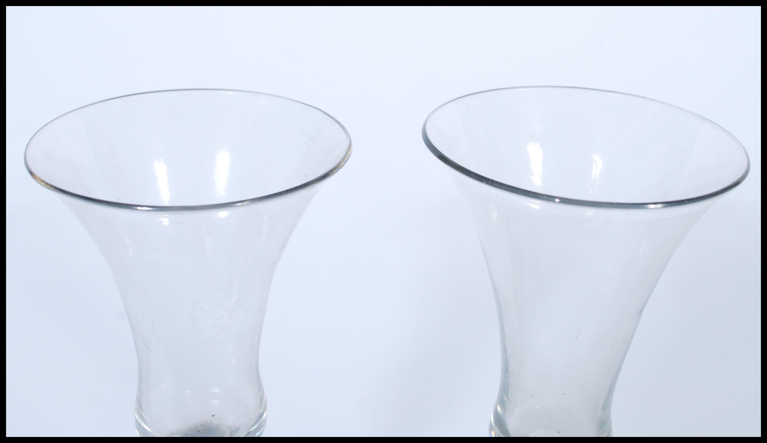 PAIR 18TH CENTURY GEORGE III DRINKING WINE GLASSES OF TRUMPET FORM - Image 3 of 4