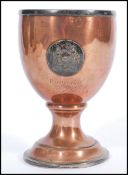 A 19TH CENTURY COPPER AND SILVER KIT CAT CLUB GOBLET 1703