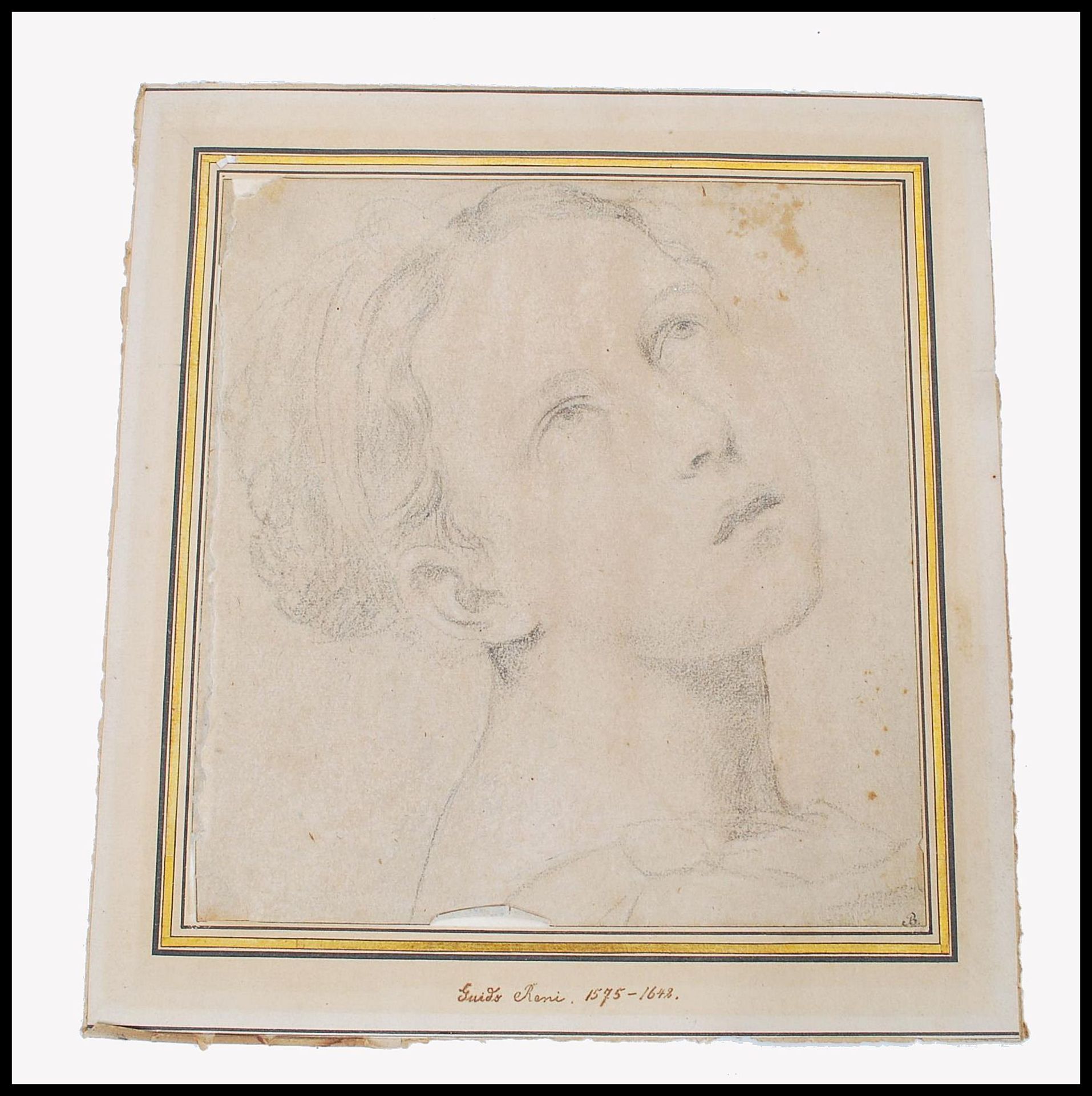 GUIDO RENI ( 1575-1642) PENCIL PORTRAIT SKETCH STUDY OF A LADY - Bild 2 aus 6