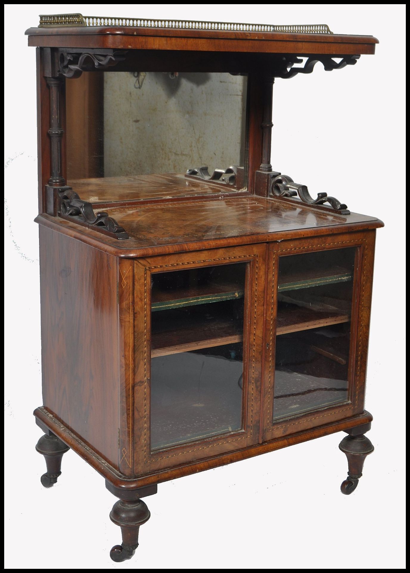 HIGH VICTORIAN WALNUT & TUNBRIDGE INLAID MUSIC CABINET