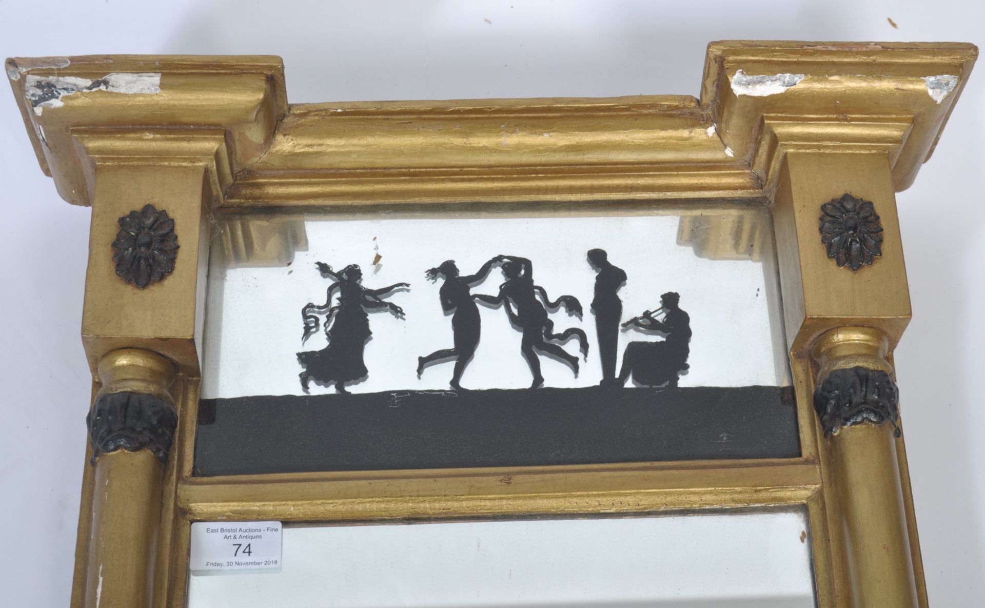 19TH CENTURY REGENCY GILT WOOD PIER MIRROR - SILHOUETTE DANCERS - Bild 2 aus 4