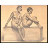 SCHOOL OF VICTOR ROUSSEAU, BELGIAN PENCIL PORTRAIT STUDY OF NUDE