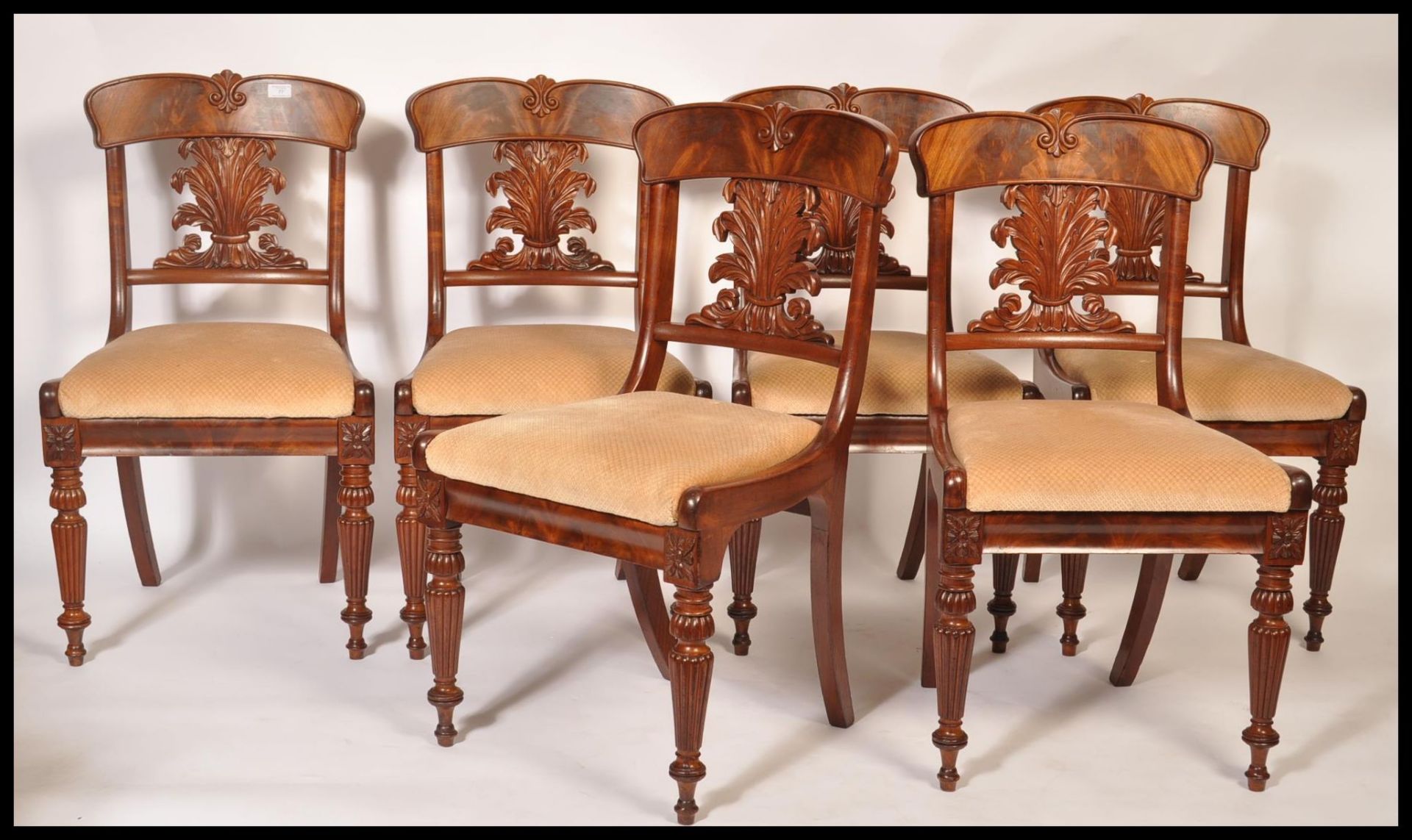 SET OF 6 WILLIAM IV 19TH CENTURY MAHOGANY BAR BACK DINING CHAIRS - Bild 2 aus 7