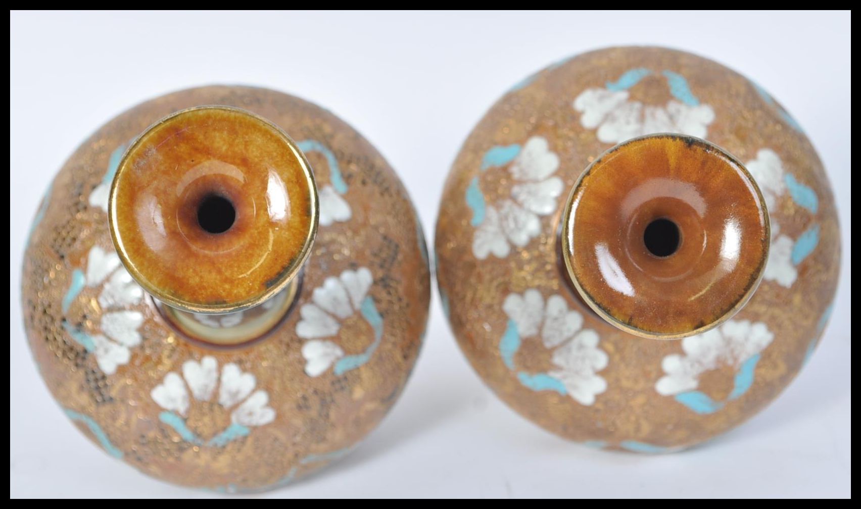 PAIR OF DOULTON SLATERS NARROW NECK BALUSTERED ONION SPILL VASES - Image 6 of 8