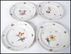 SET OF 4 18TH CENTURY GERMAN FURSTENBURG HANDPAINTED PLATES