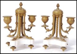 PAIR OF 19TH CENTURY MARBLE AND GILT METAL STUB ORMULU CANDELABRA