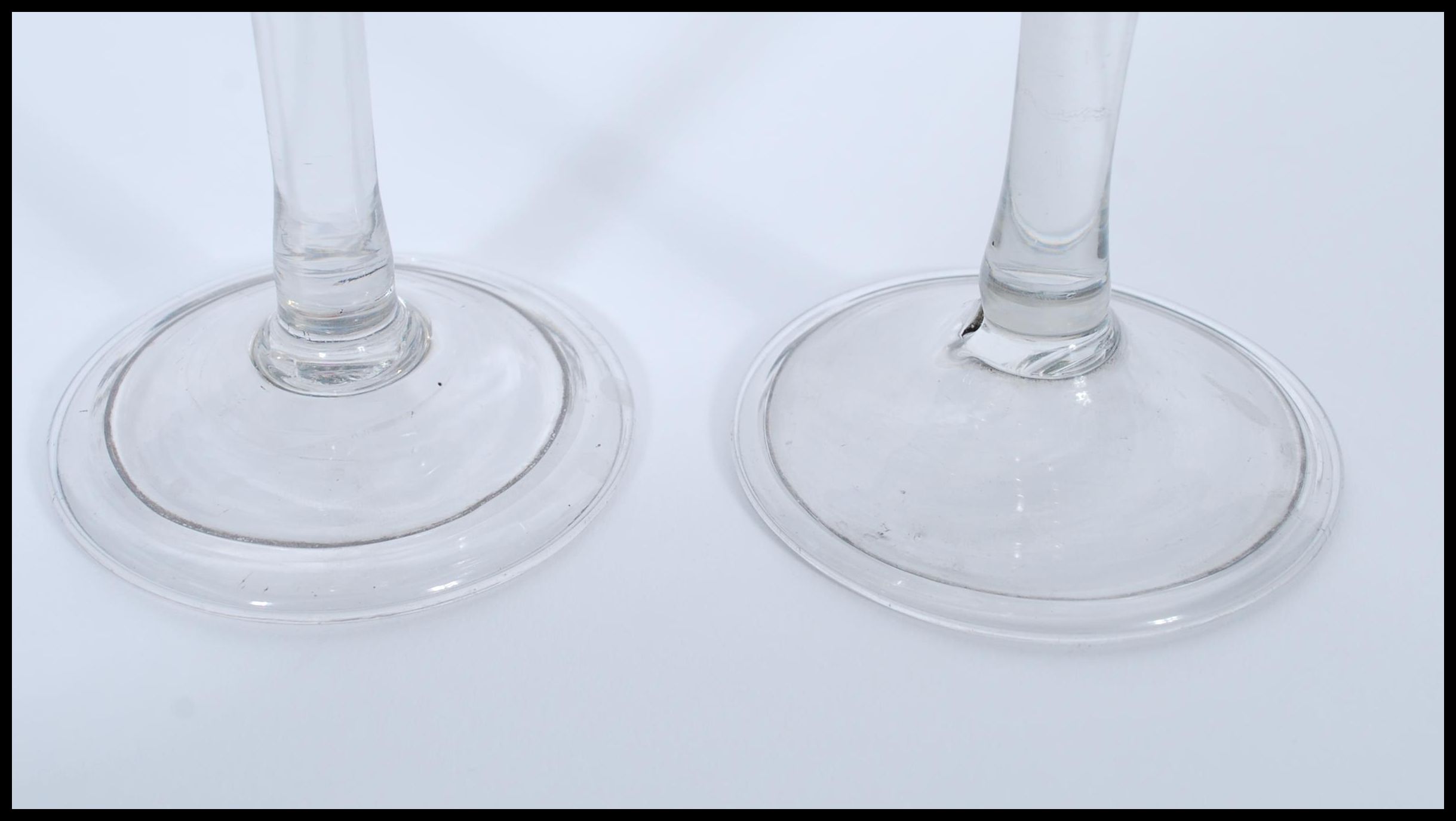 PAIR 18TH CENTURY GEORGE III DRINKING WINE GLASSES OF TRUMPET FORM - Image 2 of 4