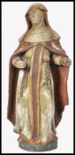 RELIGIOUS 19TH CENTURY CARVED WOODEN POLYCHROME FIGURINE OF NUN