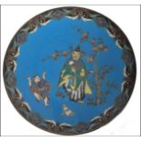 19TH CENTURY JAPANESE MEIJI PERIOD CLOISONNE ENAMEL WALL CHARGER