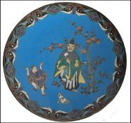 19TH CENTURY JAPANESE MEIJI PERIOD CLOISONNE ENAMEL WALL CHARGER