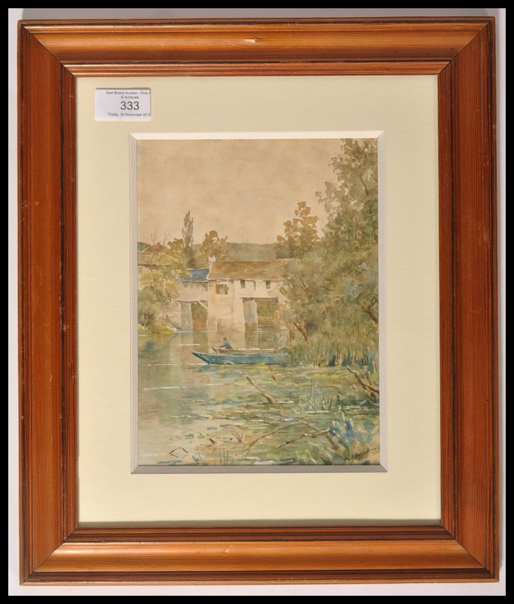 PAUL BLONDEAU (1800-) FRENCH WATERCOLOUR PAINTING MOULIN DE DENNEMONT - Bild 2 aus 3