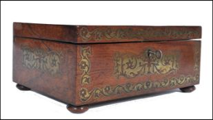 19TH CENTURY ROSEWOOD AND BRASS INLAID LADIES WORK