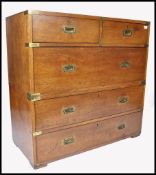 19TH CENTURY MAHOGANY AND BRASS BOUND CAMPAIGN CHEST OF DRAWERS