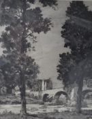 EDGAR LAWRENCE PATTISON (1872-1950) COLOUR ETCHING - OLD BRIDGE STERLING