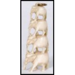 JAPANESE MEIJI PERIOD CARVED IVORY NECKLACE PENDANT OF ELEPHANTS