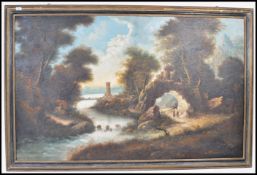 AFTER FRANCO TORRICELLI CLASSICAL PAIR LARGE ITALIANATE PAINTINGS