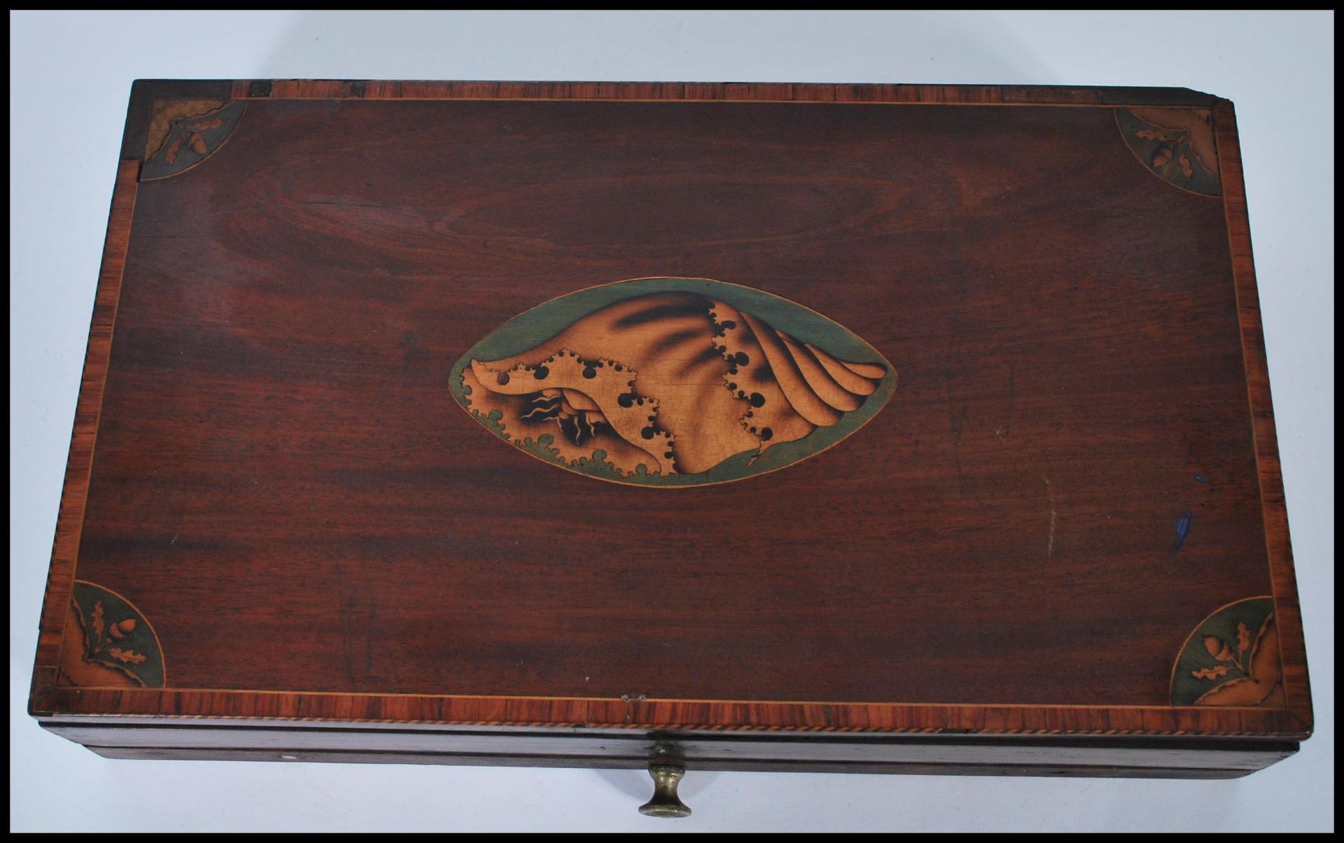 LATE 18TH CENTURY GEORGE III MAHOGANY INLAID ARTISTS BOX - PAINTBOX - Bild 5 aus 5