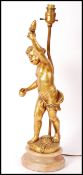 20TH CENTURY CLASSICAL REVIVAL GILT PLASTER AND ALABASTER PUTTI TABLE LAMP