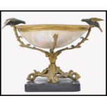 19TH CENTURY MOTHER OF PEARL, MARBLE AND GILT METAL CENTREPIECE TAZZA