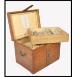 19TH CENTURY VICTORIAN OAK & IRON CLASP SILVER STRONG BOX CANTEEN