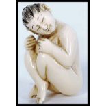 JAPANESE MEIJI PERIOD TOKYO SCHOOL IVORY EROTIC CARVED - NUDE WOMAN