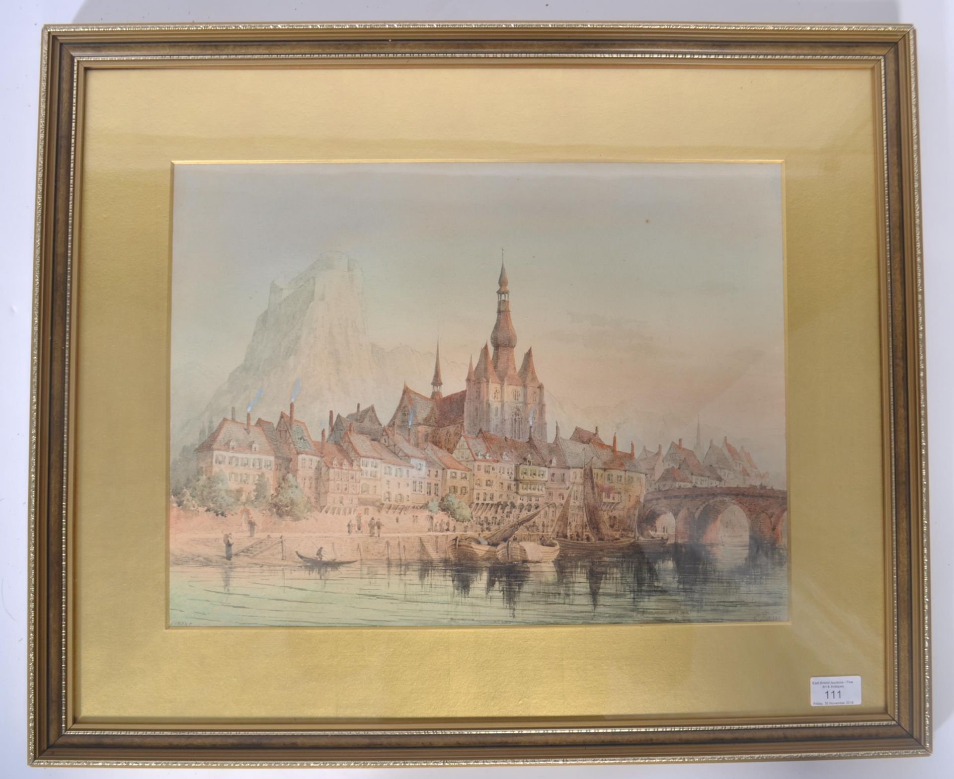 CHARLES ROUSSE ( 1879 - 1890 ) WATERCOLOUR PAINTING STUDY OF DINANT - Bild 2 aus 4