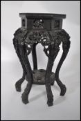 19TH CENTURY CHINESE HARDWOOD AND MARBLE JARDINIERE / TORCHERE