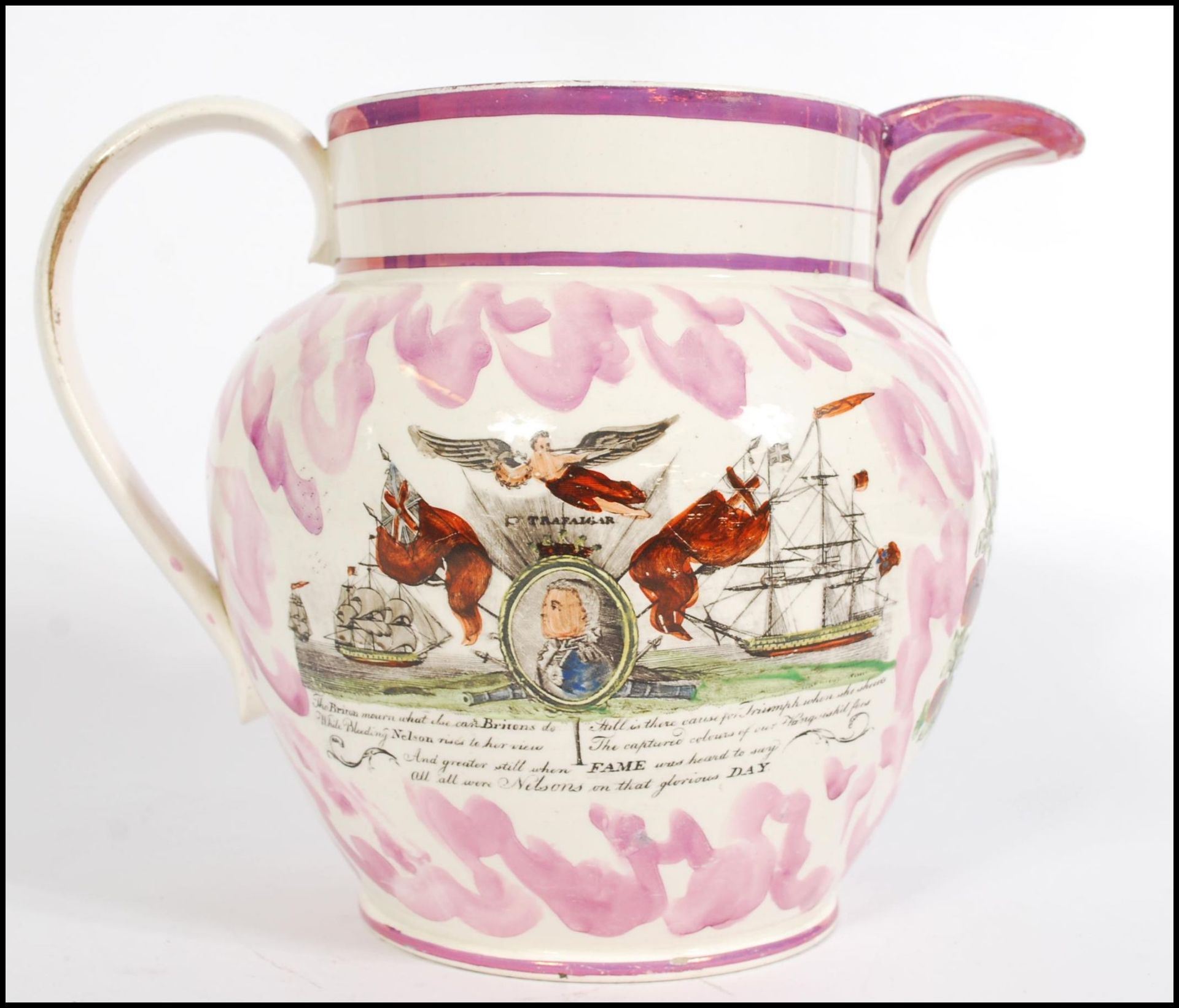 19TH CENTURY SUNDERLAND PEARLWARE DOCUMENTARY JUG - NELSON & TRAFALGAR - Bild 4 aus 7