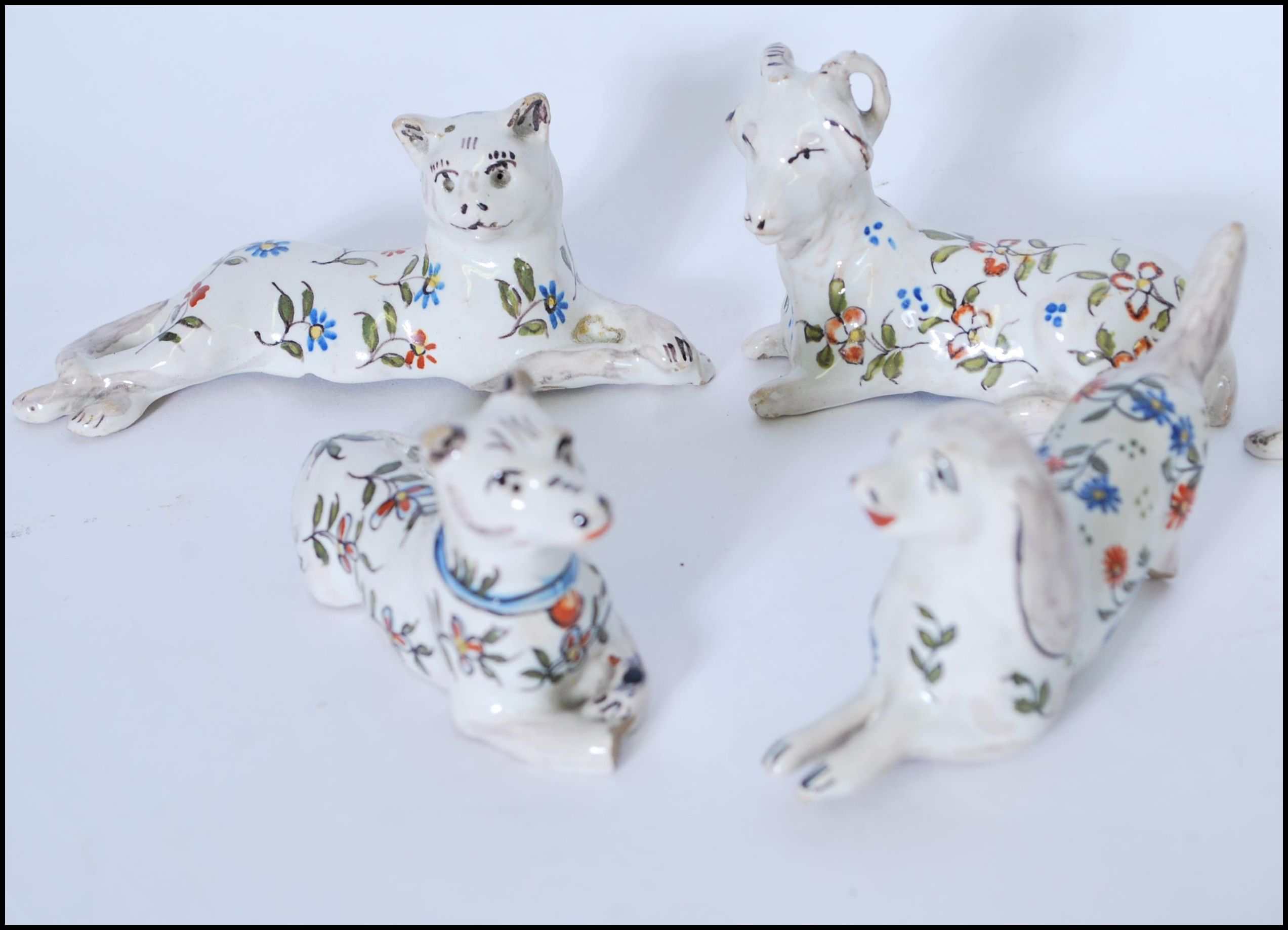 8 19TH CENTURY FRENCH FAIENCE PORCELAIN KNIFE RESTS IN THE FORM OF ANIMALS - Image 3 of 5