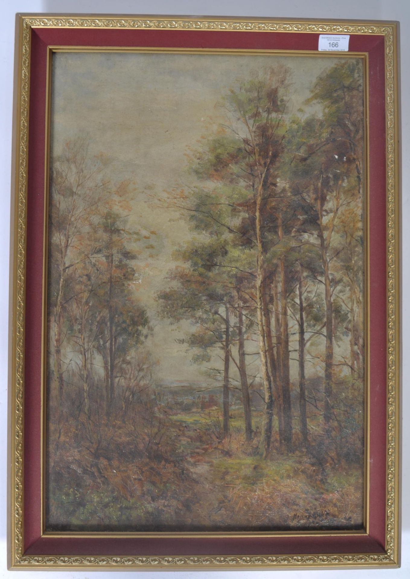 HENRY ROLLETT ( 1800- ) OIL ON CANVAS PAINTING ENGLISH FOREST SCENE - Bild 2 aus 3