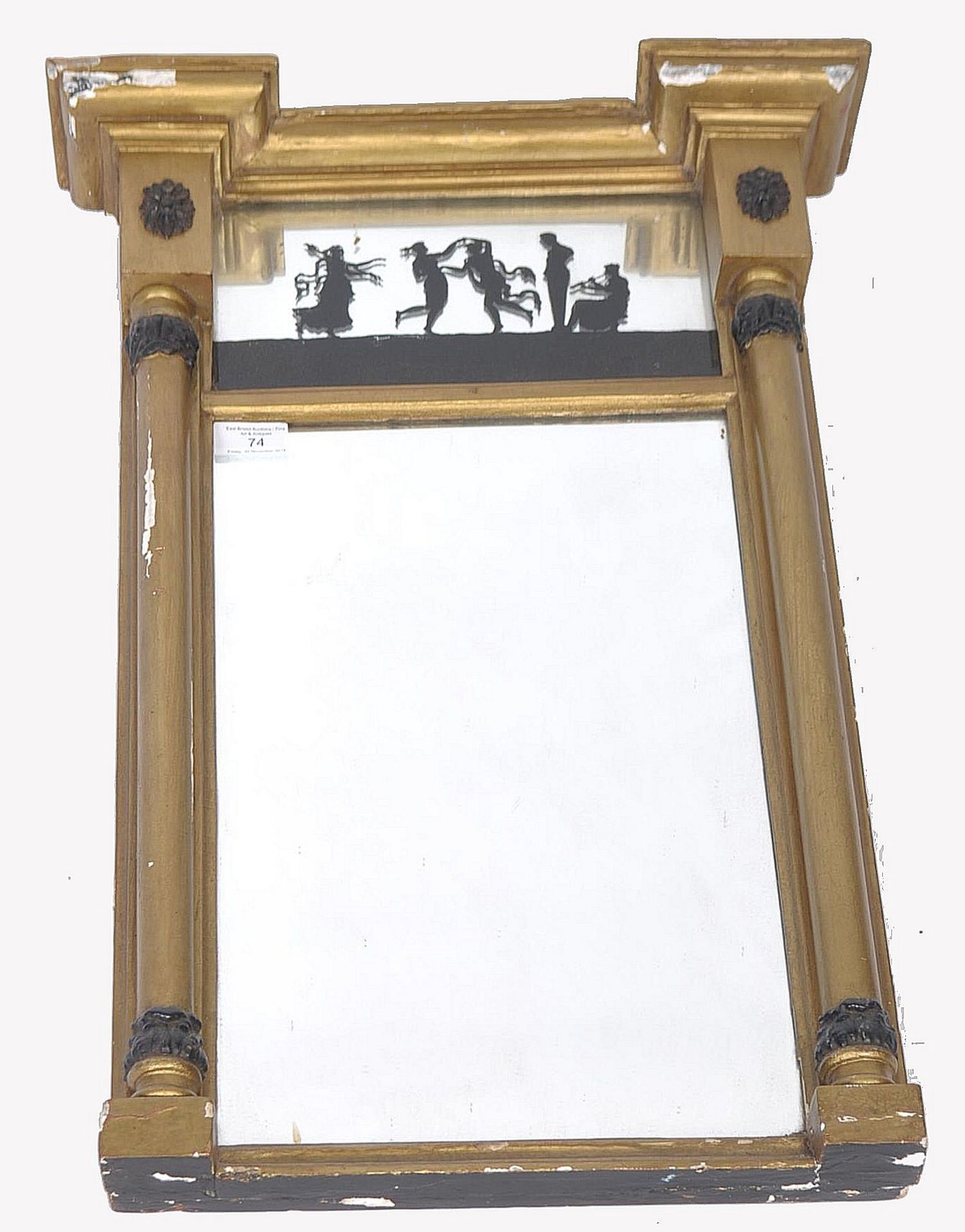 19TH CENTURY REGENCY GILT WOOD PIER MIRROR - SILHOUETTE DANCERS