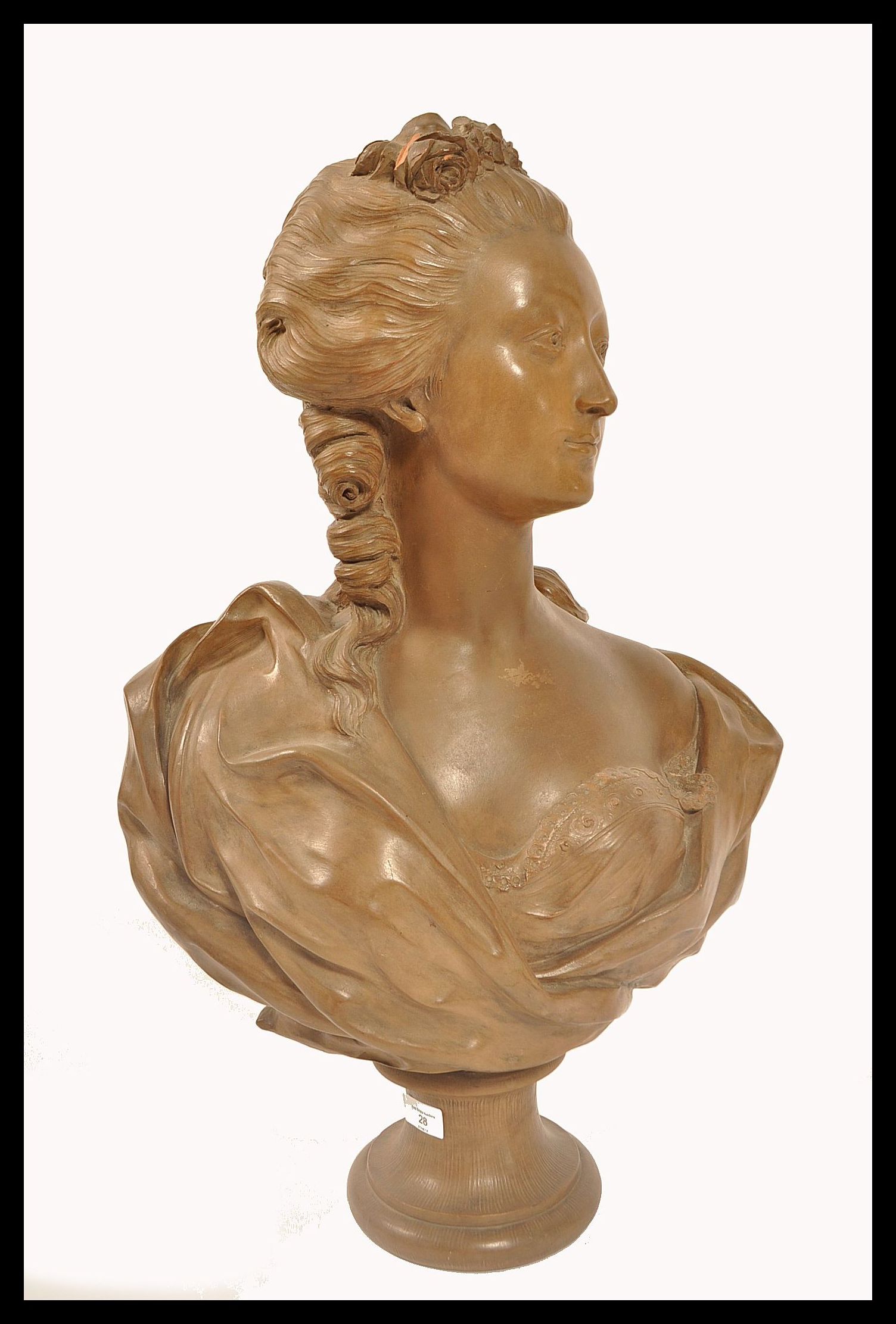 19TH CENTURY LARGE TERRACOTTA BUST AFTER AUGUSTIN PAJOU