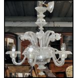 MURANO SIX BRANCH ITALIAN ART GLASS DAFFODIL FLOWER CHANDELIER