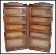 PAIR OF 5 STACK GLOBE WERNICKE MANNER LAWYERS BOOKCASE CABINETS