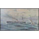 19TH CENTURY OIL ON CANVAS MARITIME PAINTING STUDY OF SHIP