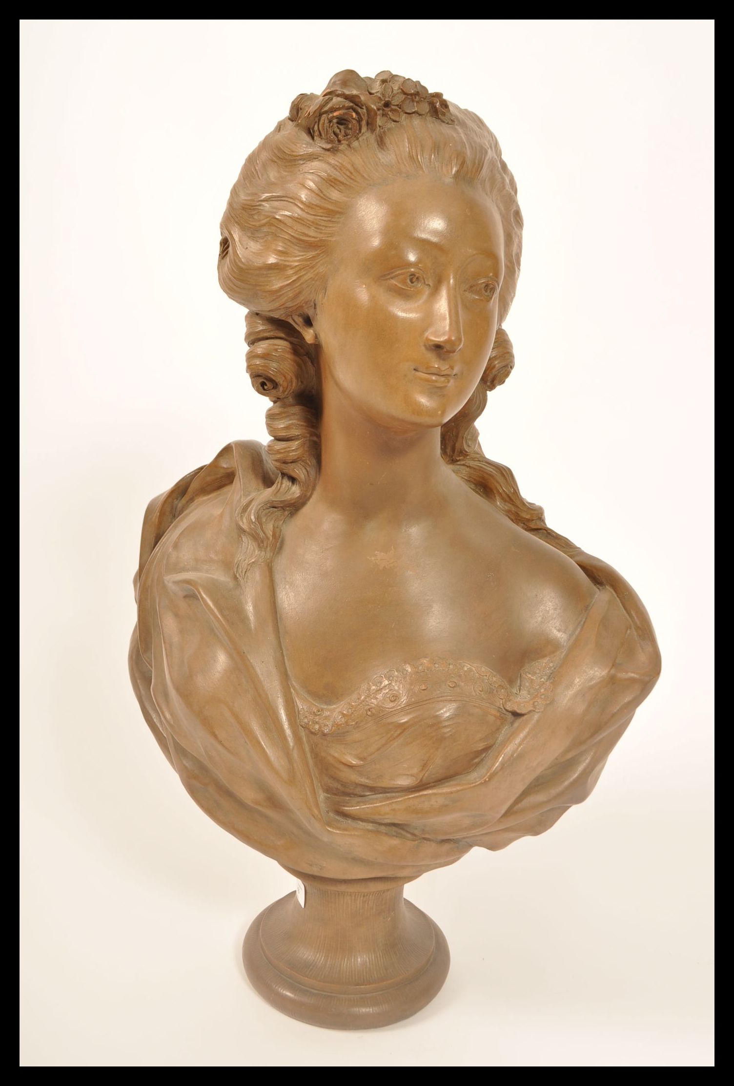 19TH CENTURY LARGE TERRACOTTA BUST AFTER AUGUSTIN PAJOU - Image 3 of 8