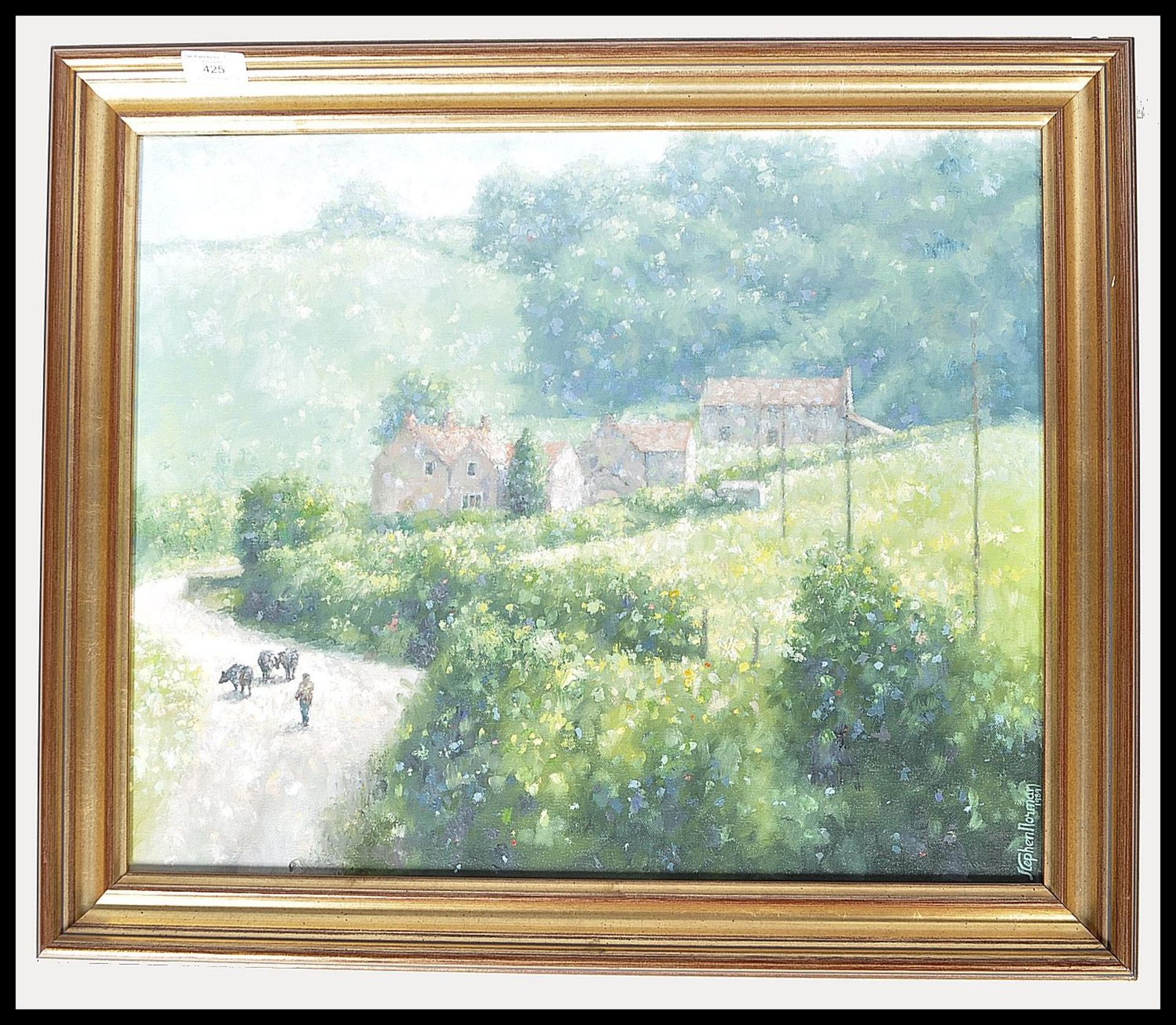 STEPHEN NORMAN (BRITISH 20TH CENTURY) RURAL LANDSCAPE OIL PAINTING - Bild 2 aus 4