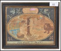 19TH CENTURY PEN AND INK WORK PAINTING - THE FALL OF MAN