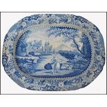 GEORGE III BRAMELD PEARLWARE BLUE AND WHITE MEAT PLATTER - 1810