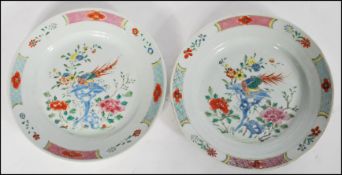 17TH / 18TH CENTURY CHINESE FAMILLE ROSE / VERTE KANGXI PLATES