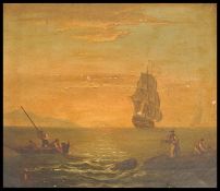 19TH CENTURY OIL ON CANVAS PAINTING - MARITIME STU