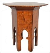 19TH CENTURY OLIVE WOOD AND MARQUETRY INLAID BINARES TABLE